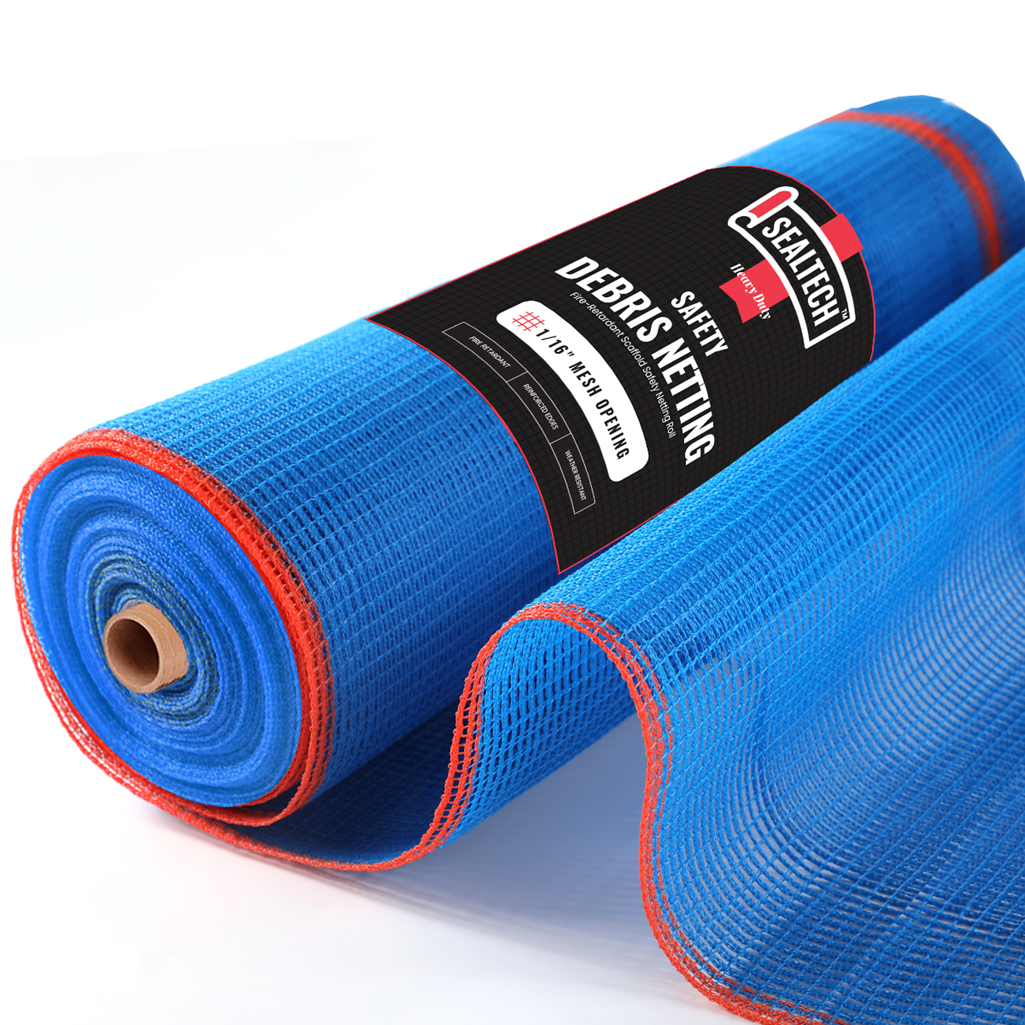 SEALTECH Heavy Duty Safety Debris Netting Rolls - Fire Retardant,1/16" Mesh roll, for Scaffold Enclosure, Visibility Barrier, for Construction & Agricultural Use. (Blue-10 ft X 50 ft)
